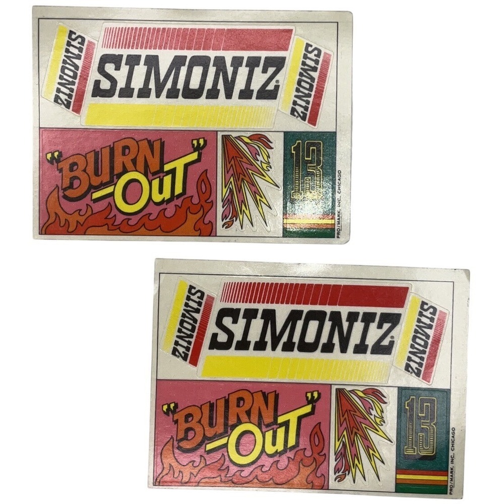 SIMONIZ Decal Sticker Lot of 2 Pro Mark Chicago Racing Auto Vintage RARE Vintage